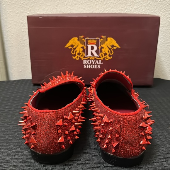 Royal Shoes Red Spikes Red Bottoms Mens Smoking Slip-on Dress Shoes Sizes 9 EUC main image 10